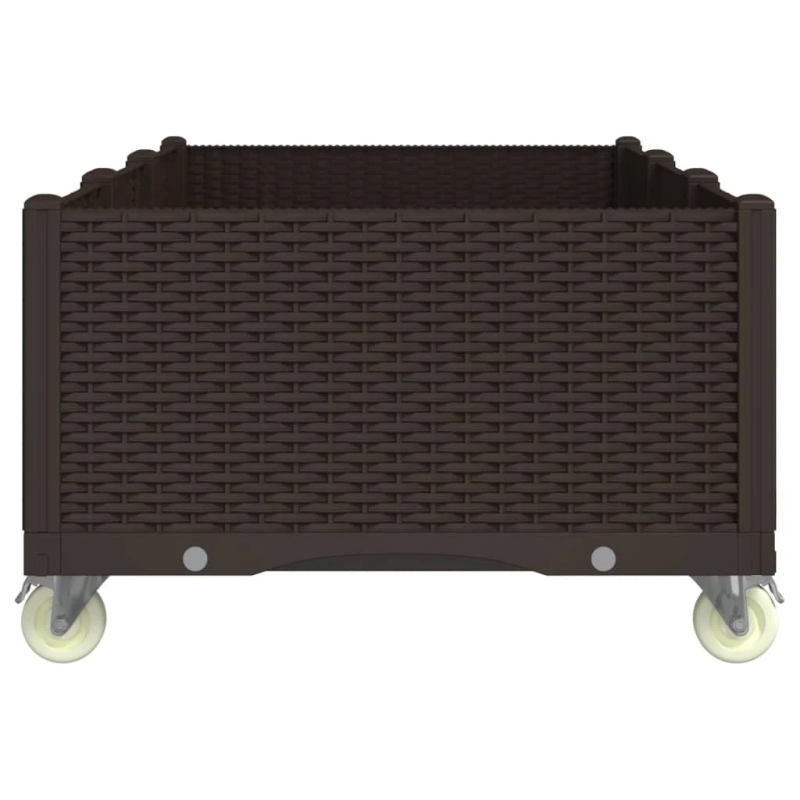 vidaXL dārza puķu kaste ar riteņiem, brūna, 150x80x54 cm, PP