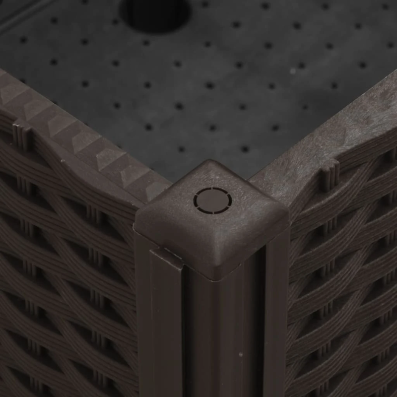 vidaXL dārza puķu kaste ar riteņiem, brūna, 150x80x54 cm, PP