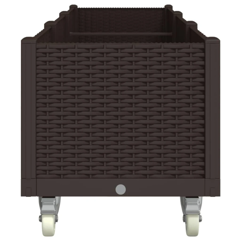 vidaXL dārza puķu kaste ar riteņiem, brūna, 240x50x54 cm, PP