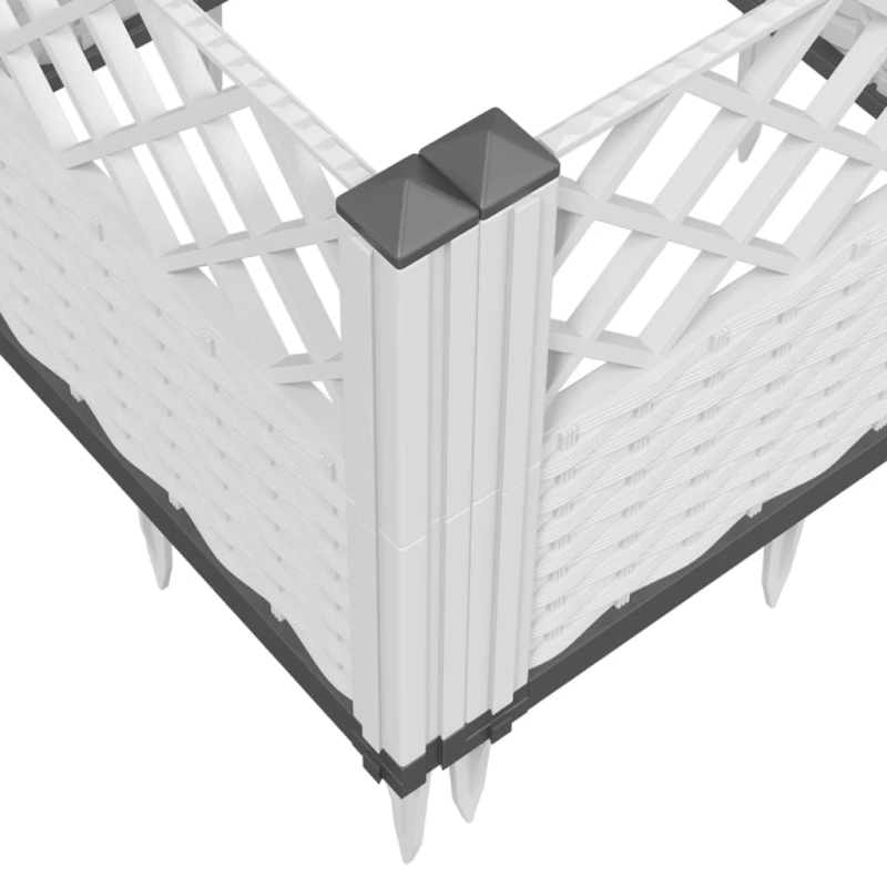 vidaXL dārza puķu kaste ar mietiņiem, balta, 43,5x43,5x43,5 cm, PP