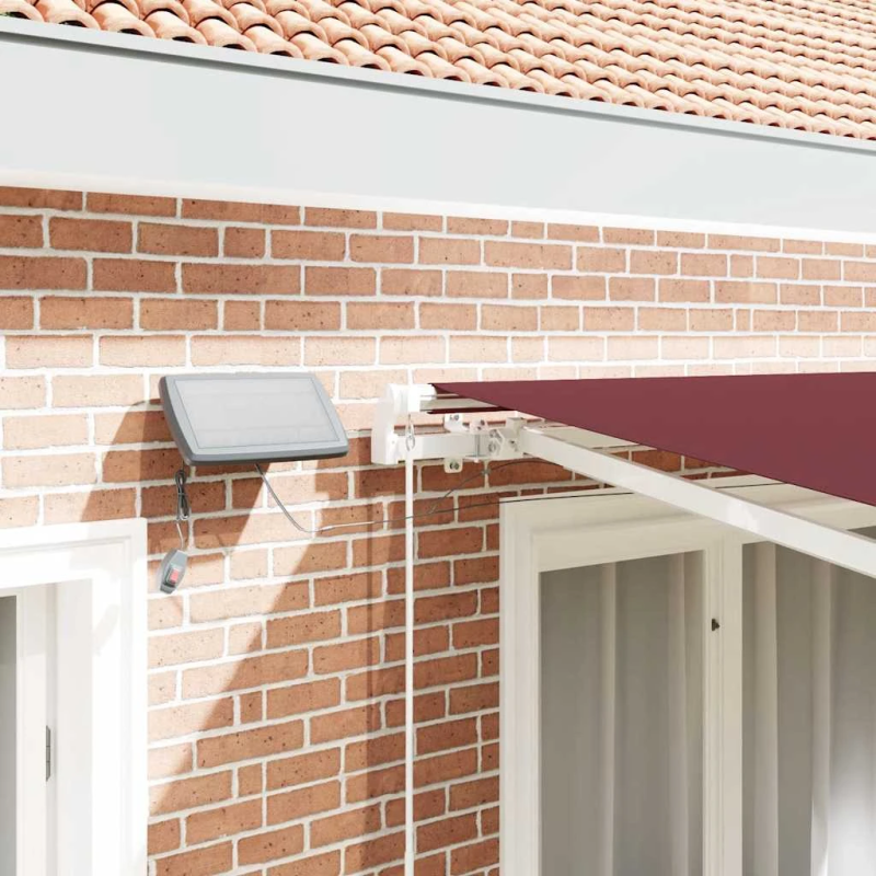 vidaXL izvelkama markīze ar LED, manuāla, 300x250 cm, vīnsarkana