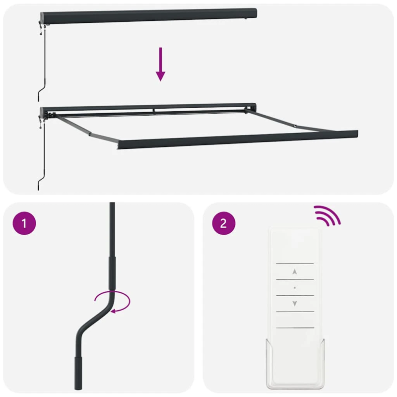 vidaXL izvelkama markīze, 400x300 cm, automātiska, vīnsarkana