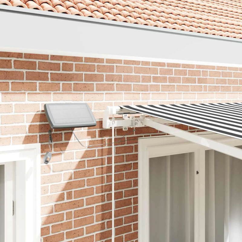 vidaXL manuāli izvelkama nojume ar LED, pelēka un balta, 300x250 cm