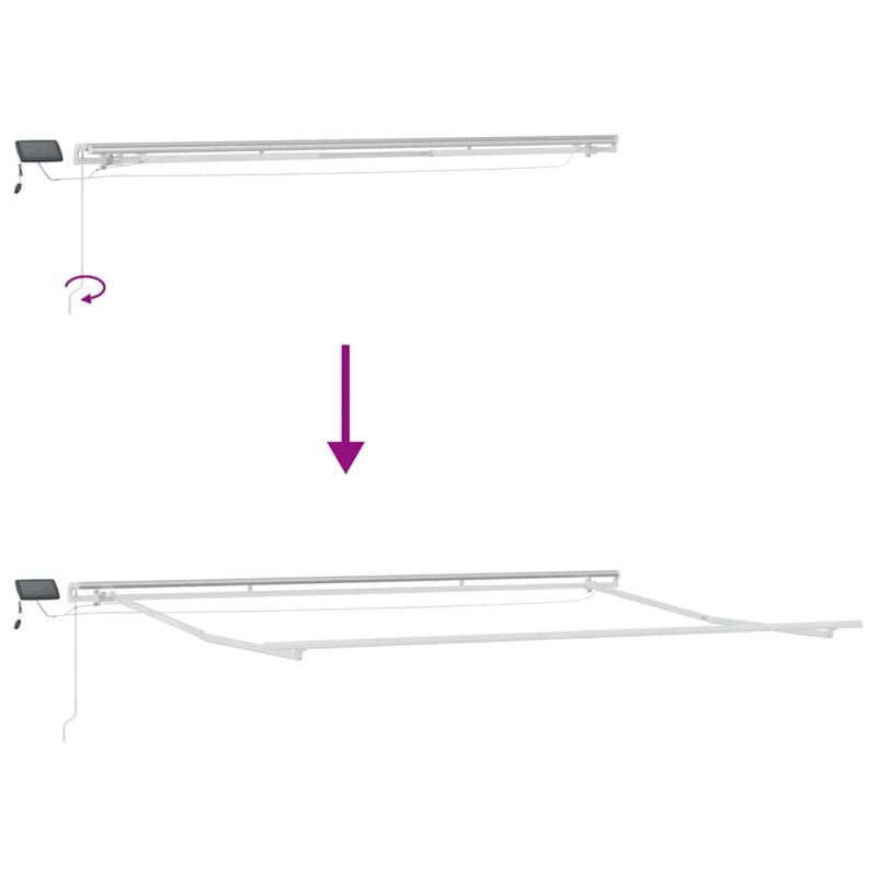 vidaXL manuāli izvelkama nojume ar LED, pelēka un balta, 400x300 cm