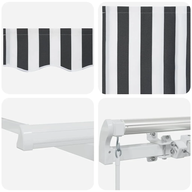 vidaXL manuāli izvelkama nojume, pelēka un balta, 400x300 cm