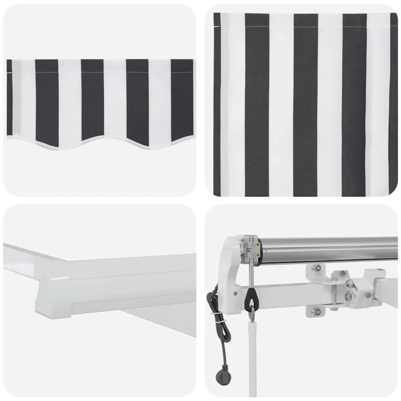 vidaXL automātiski izvelkama markīze, pelēka un balta, 400x300 cm