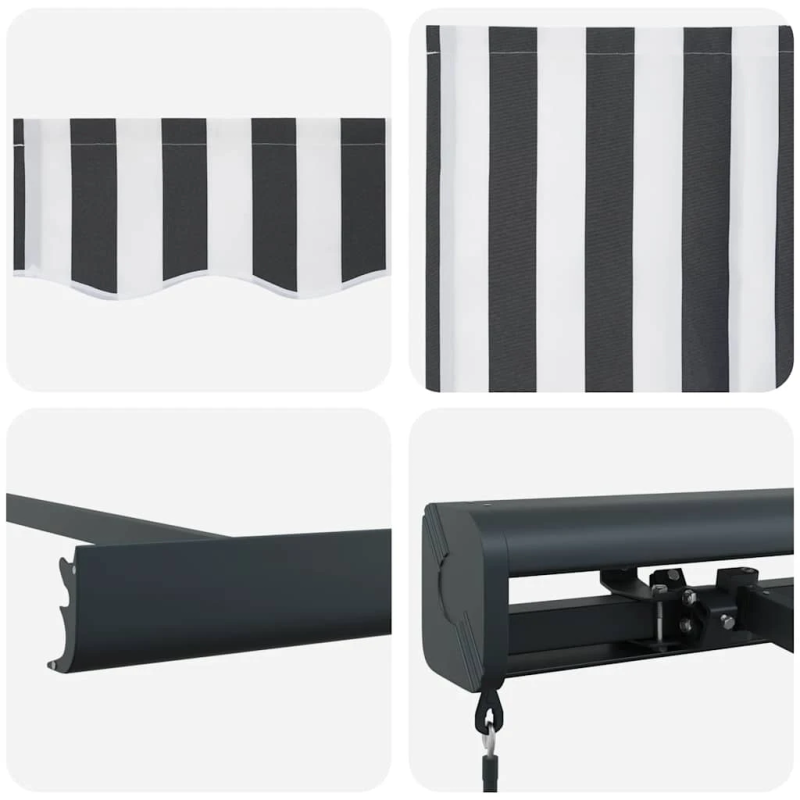 vidaXL izvelkama markīze, pelēka un balta, 3x2,5 m, audums, alumīnijs