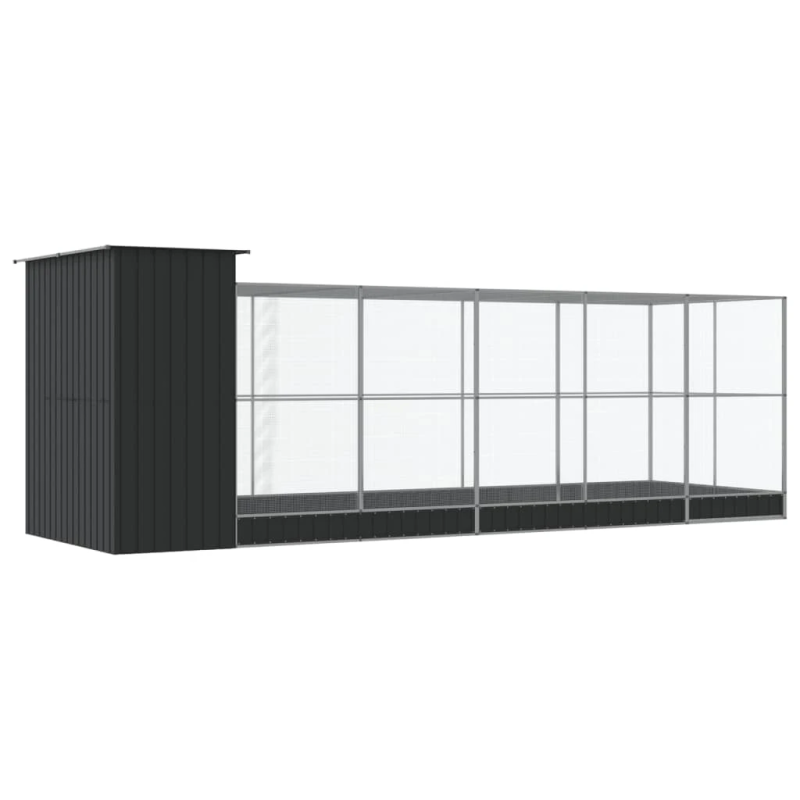 vidaXL putnu māja, sudraba krāsa, 623x203x216 cm, tērauds