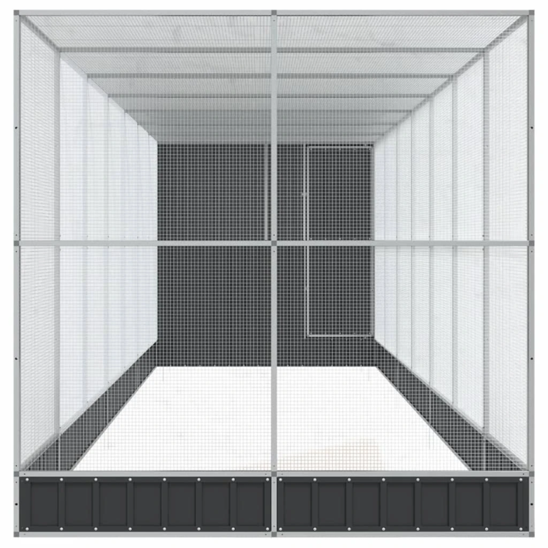 vidaXL putnu māja, sudraba krāsa, 830x203x216 cm, tērauds