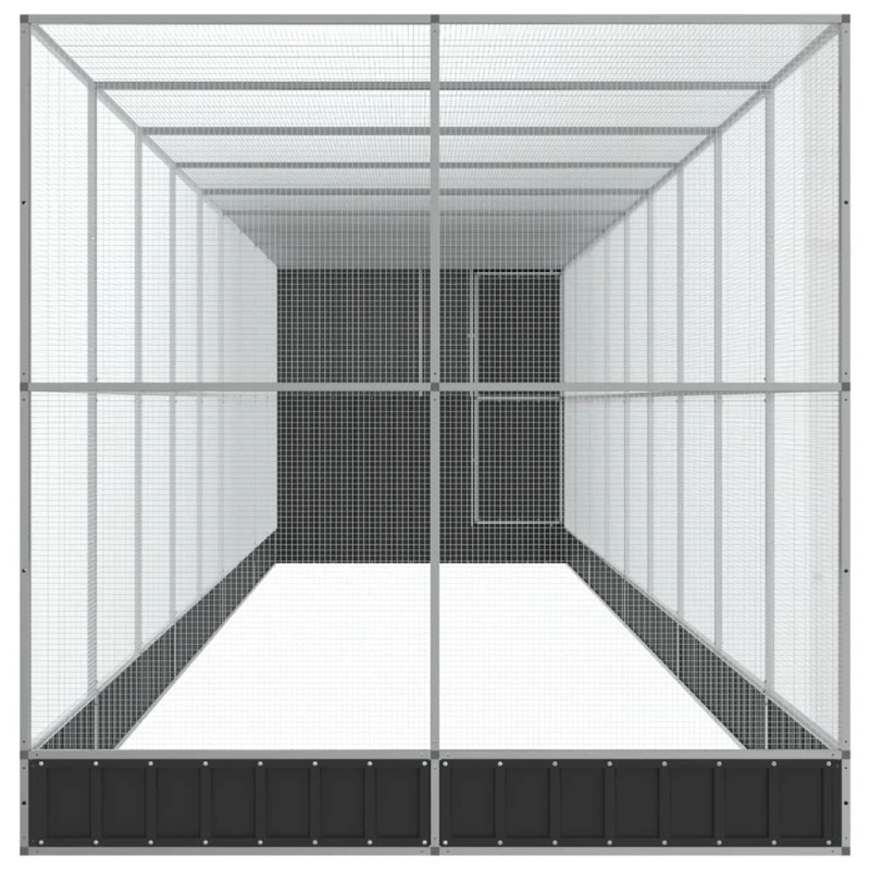 vidaXL putnu māja, sudraba krāsa, 1037x203x216 cm, tērauds