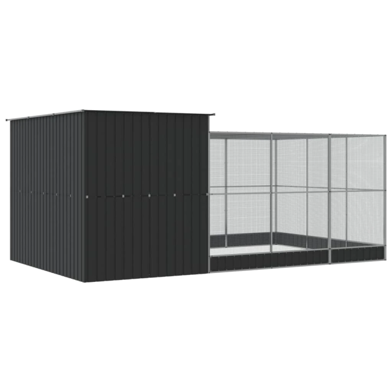 vidaXL putnu māja, sudraba krāsa, 497x303x216 cm, tērauds