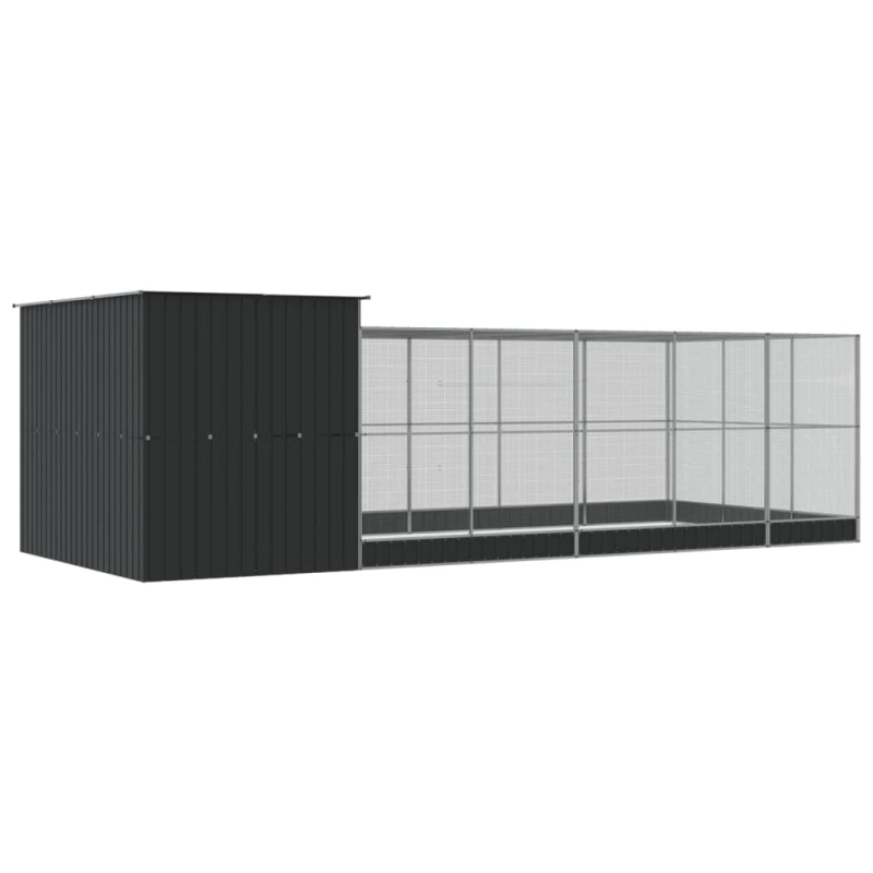 vidaXL putnu māja, sudraba krāsa, 704x303x216 cm, tērauds