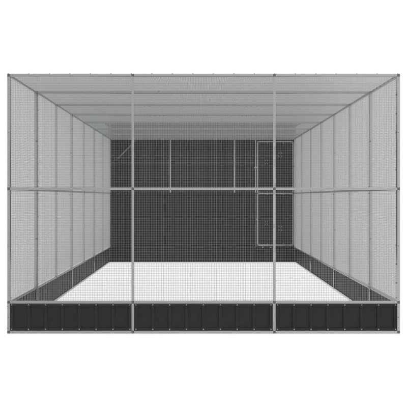 vidaXL putnu māja, sudraba krāsa, 911x303x216 cm, tērauds