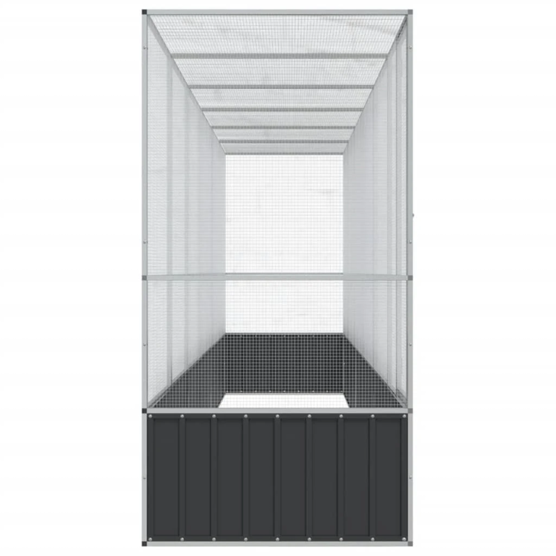 vidaXL putnu māja, sudraba krāsa, 626,5x107x212 cm, tērauds