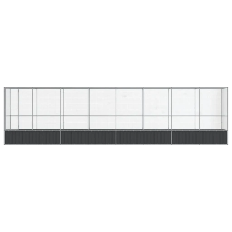 vidaXL putnu māja, sudraba krāsa, 834,5x107x212 cm, tērauds