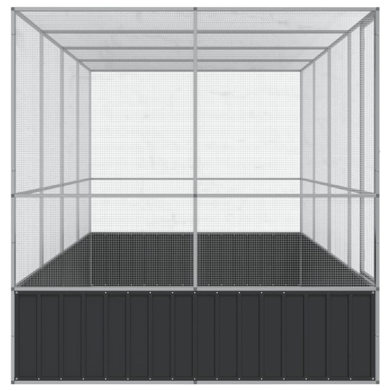 vidaXL putnu būris ar pagarinājumu, sudraba krāsā, 418x207x212 cm, tērauds