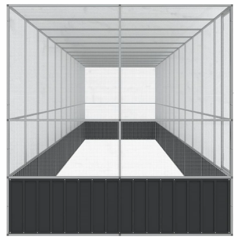 vidaXL putnu māja, sudraba krāsa, 1246x207x212 cm, tērauds