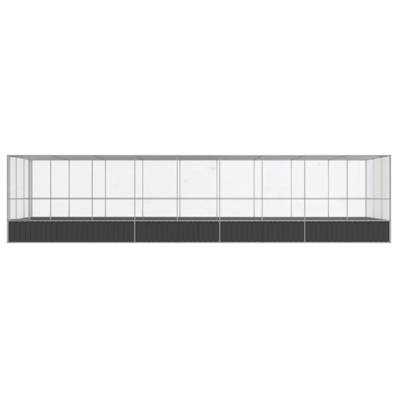 vidaXL putnu māja, sudraba krāsa, 932x307x212 cm, tērauds