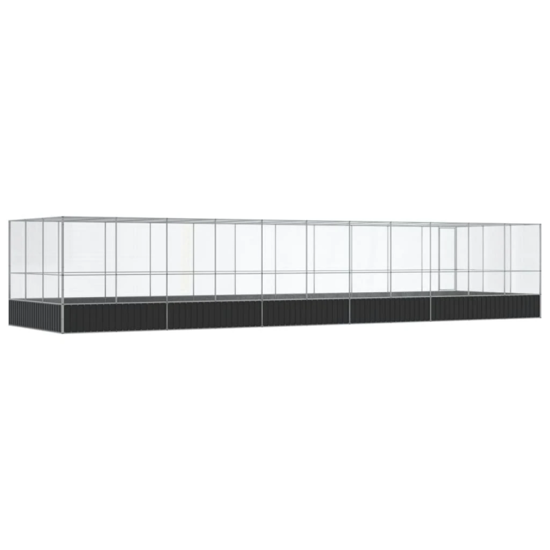 vidaXL putnu māja, sudraba krāsa, 1139x307x212 cm, tērauds