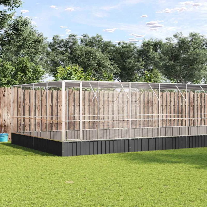 vidaXL putnu māja, sudraba krāsa, 1246x414x212 cm, tērauds