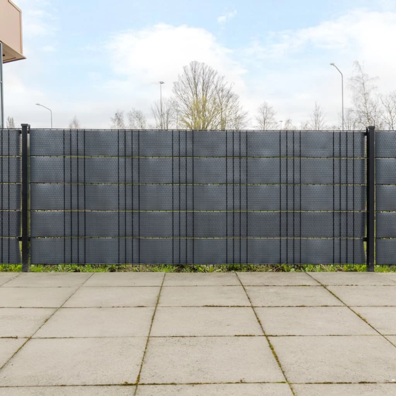 vidaXL balkona aizsegi, 10 gab., pelēks, 255x19 cm, PE rotangpalma