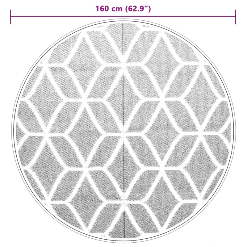 vidaXL āra paklājs, DIA160 cm, ARAKIL pelēks, PP