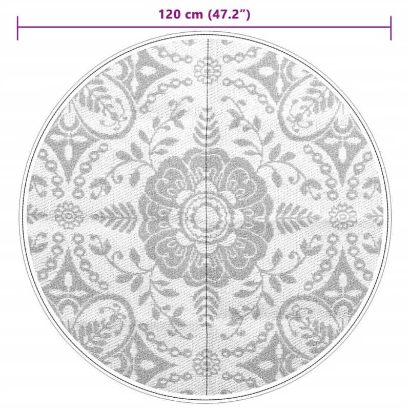vidaXL āra paklājs, DIA120 cm, ARAKIL gaiši pelēks PP