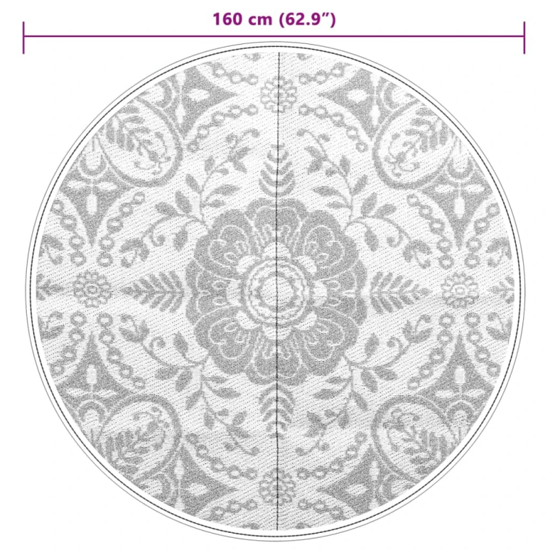 vidaXL āra paklājs, DIA160 cm, ARAKIL gaiši pelēks, PP