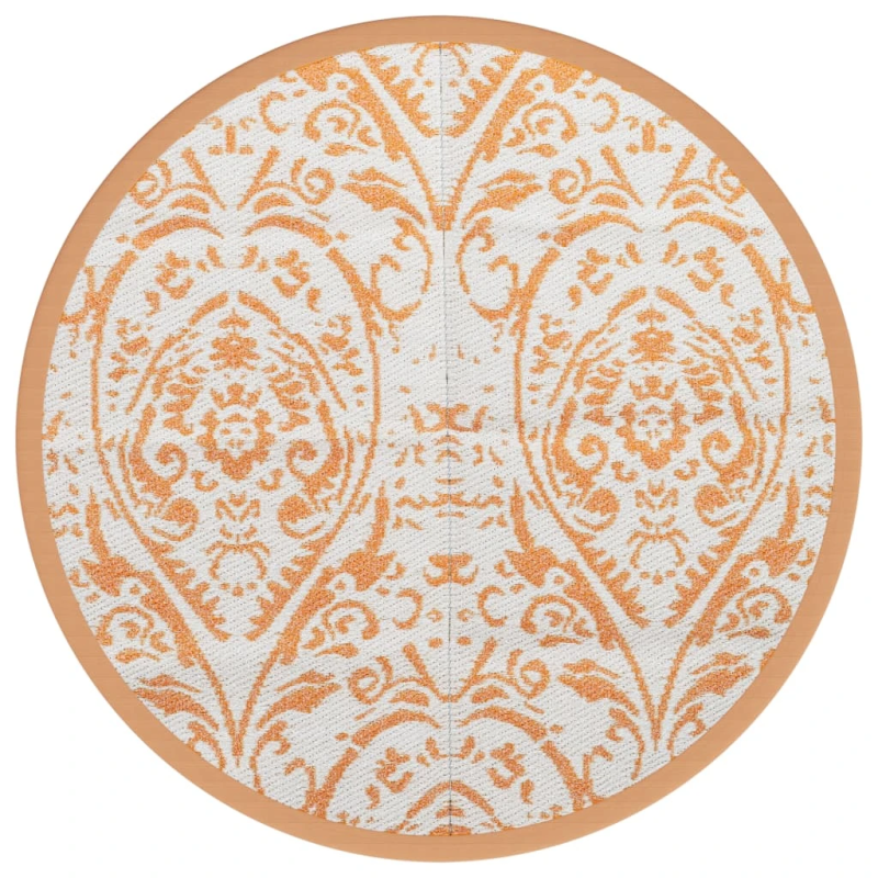 vidaXL āra paklājs, DIA200 cm, ARAKIL oranžs un balts PP