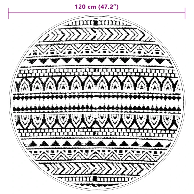 vidaXL āra paklājs, DIA120 cm, ARAKIL melns, PP