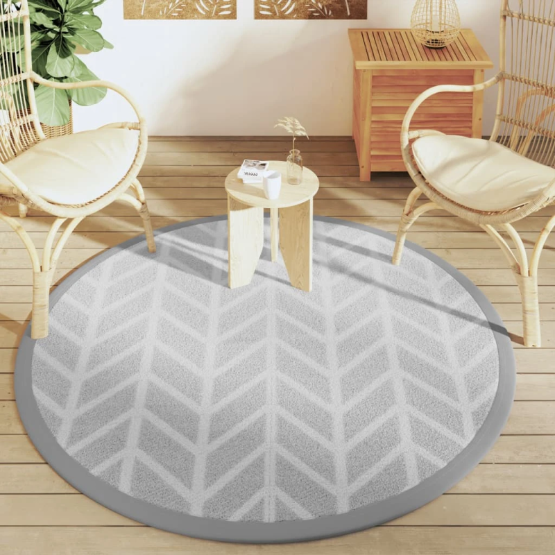 vidaXL āra paklājs, DIA160 cm, ARAKIL pelēks, PP