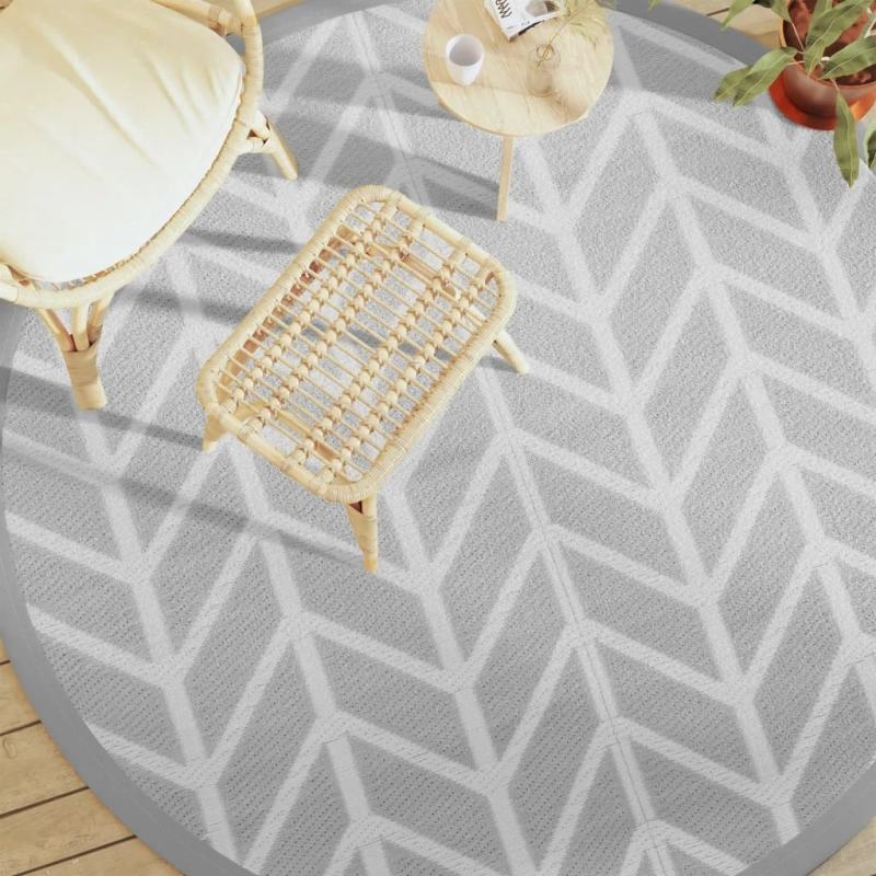 vidaXL āra paklājs, DIA200 cm, ARAKIL pelēks, PP