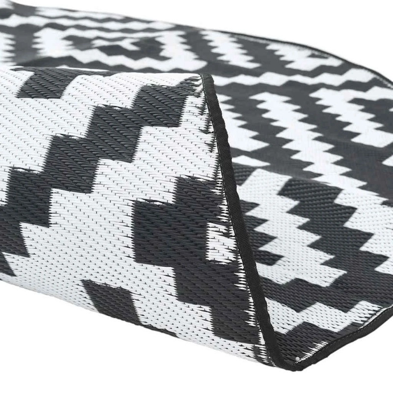 vidaXL āra paklājs, DIA200 cm, ARAKIL balts un melns PP