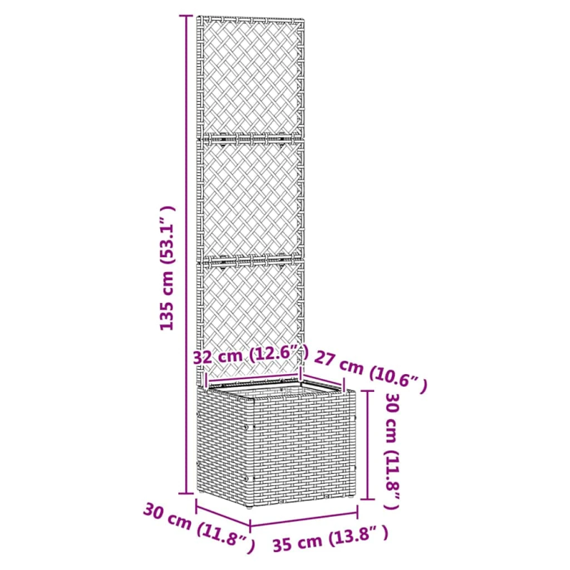 vidaXL Dārza stādītājs Melna 35 x 30 x 135 cm Metāla
