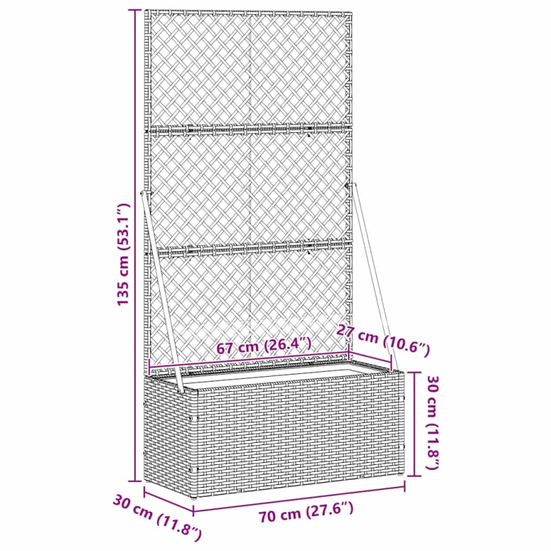 vidaXL Dārza stādītājs Melna 70 x 30 x 135 cm Metāla