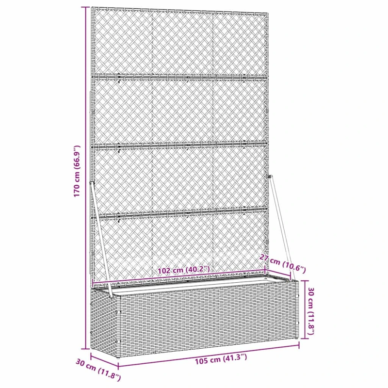 vidaXL Dārza stādītājs Pelēka 105 x 30 x 170 cm Metāla