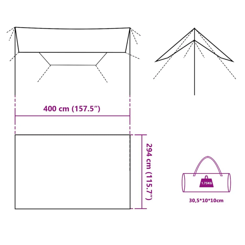 vidaXL kempinga tents, pelēka, oranža, 400x294 cm, ūdensizturīga