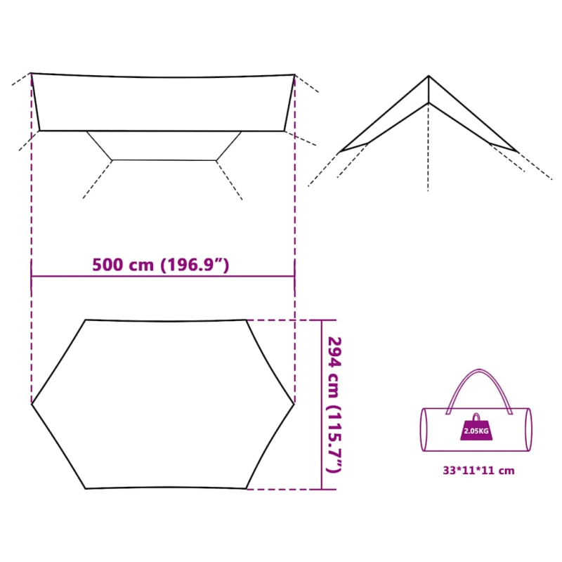vidaXL kempinga tents, zila, 500x294 cm, ūdensizturīga