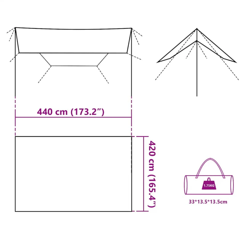 vidaXL kempinga tents, zila, 420x440 cm, ūdensizturīga