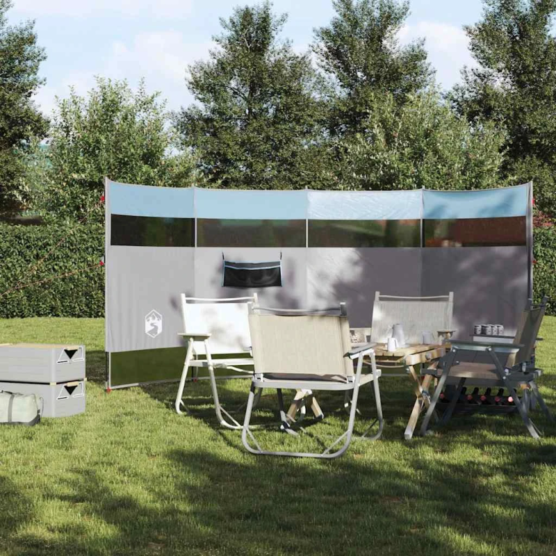 vidaXL kempinga vēja aizsargs, zils, 366x152x152 cm, ūdensdrošs