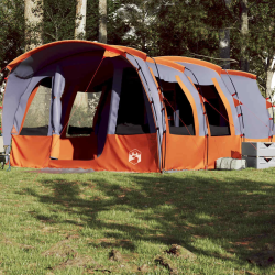 vidaXL ģimenes telts, tuneļa, 8 personām, pelēka, ūdensnecaurlaidīga