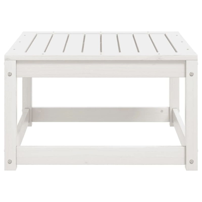 vidaXL dārza kājsoliņš, balts, priedes masīvkoks