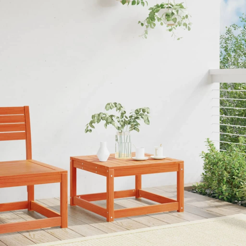 vidaXL dārza kājsoliņš, vaska brūns, priedes masīvkoks