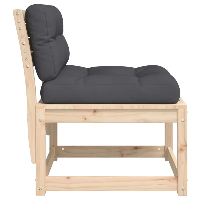 vidaXL dārza dīvāns ar matračiem, priedes masīvkoks