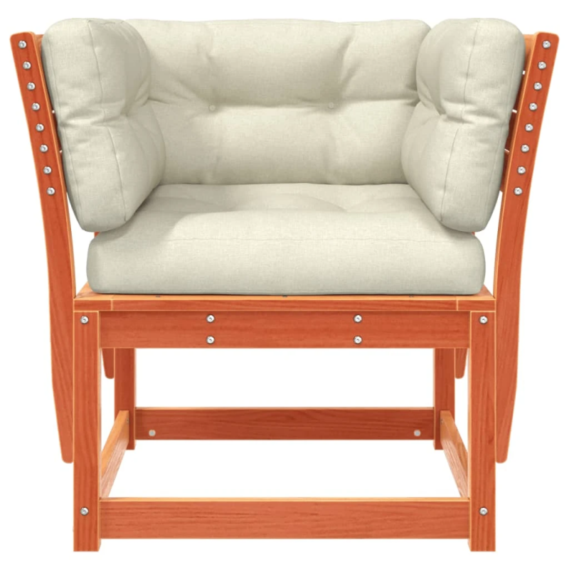 vidaXL dārza dīvāns ar roku balstiem un matračiem, brūnas priedes koks