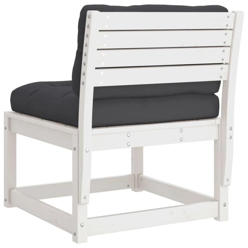 vidaXL dārza dīvāni ar matračiem, 2 gab., balts priedes masīvkoks