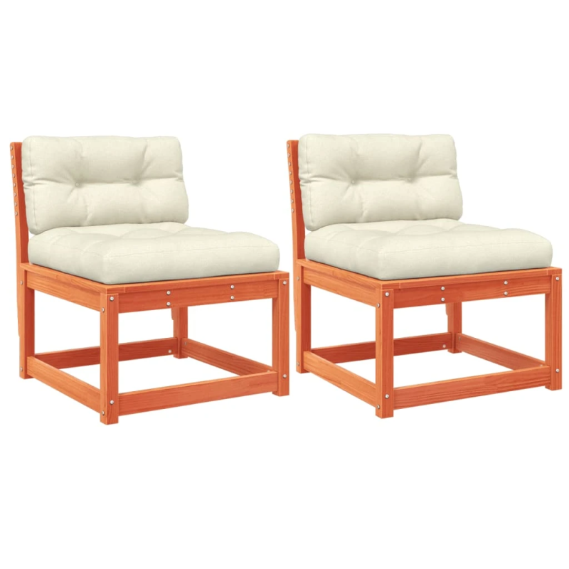 vidaXL dārza dīvāni ar matračiem, 2 gab., vaska brūnas priedes koks