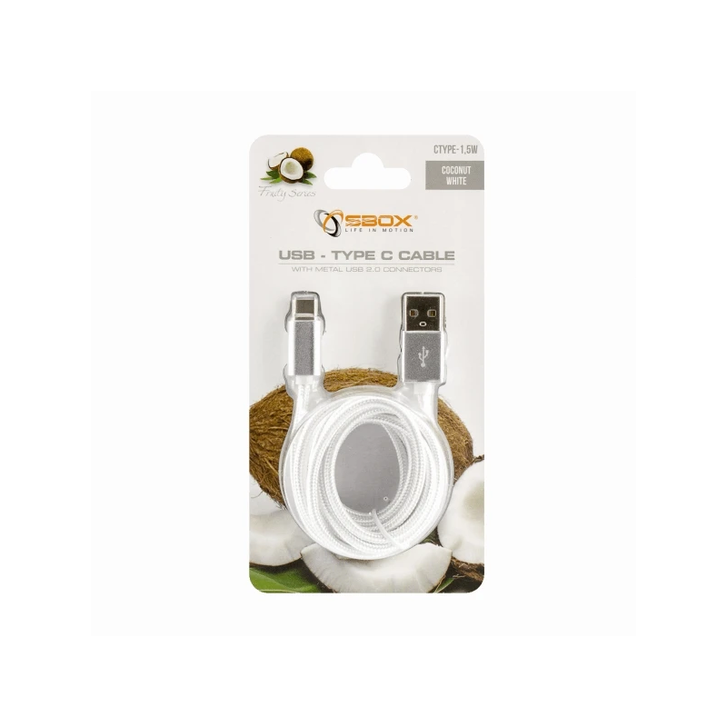 Sbox USB-TYPEC-15W USB- Type C M-M 1.5m Coconut White