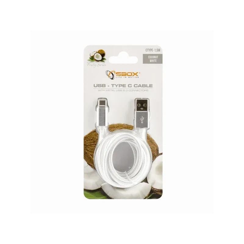 Sbox USB-TYPEC-15W USB- Type C M-M 1.5m Coconut White