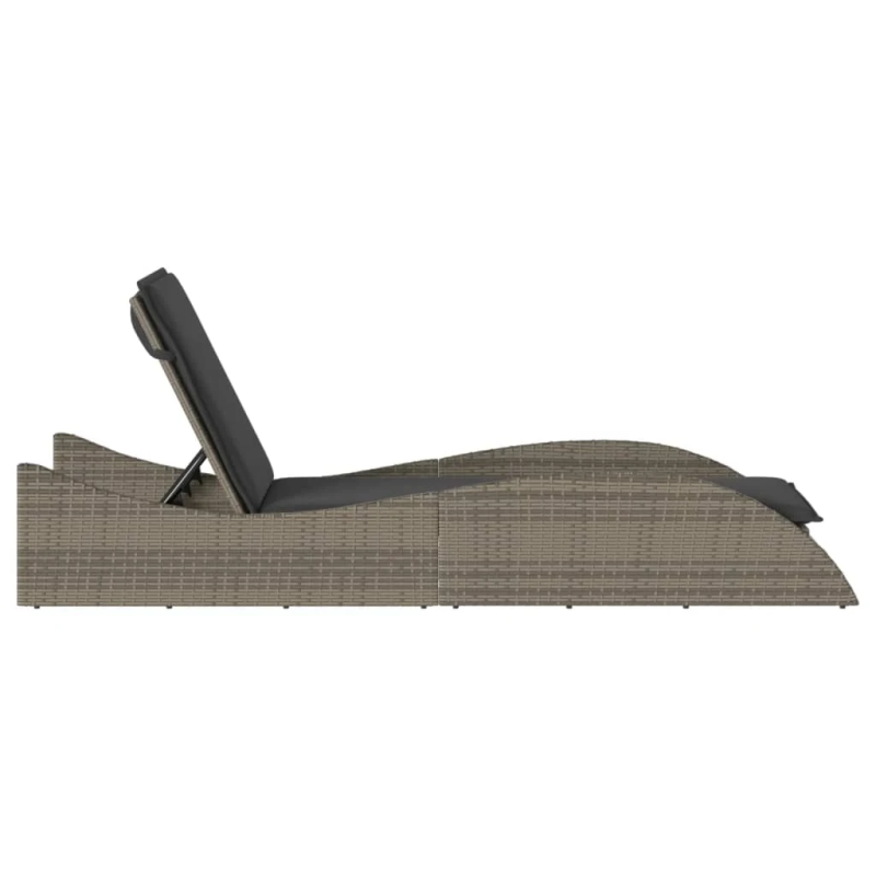 vidaXL sauļošanās zvilnis ar matraci, 60x205x73 cm, pelēka PE